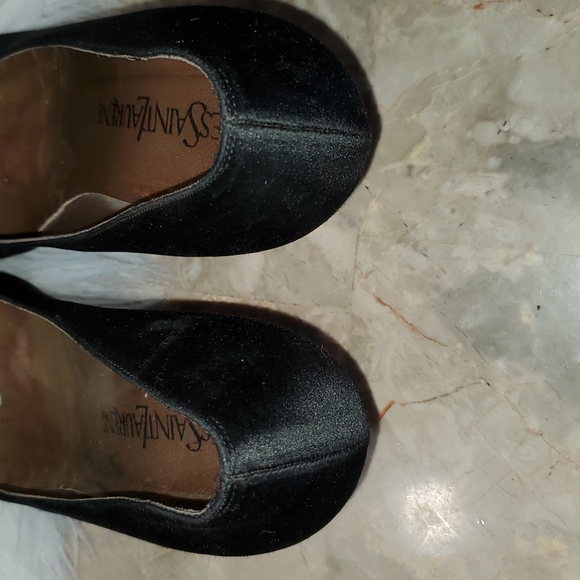 Yves saint laurent black  satin heel pumps slipon shoes size 7.5M - Picture 14 of 16
